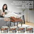 Adjustable Ottoman Pouf, 60 Degree Tilt Footrest, Brown Synthetic Leather - Image 5