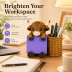 Highland Cow Note Pad Dispenser with Pen Cup, Desk Organizer - Image 2