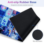 Large Gaming Mouse Pad Set, 4 in 1 Extended Keyboard Desk Mat with Wrist Rest, Computer Game Mousepad, Non-Slip Desk Pad Protector Easy Typing Pain Relief for Home Office I Anime Neon Street - Image 7