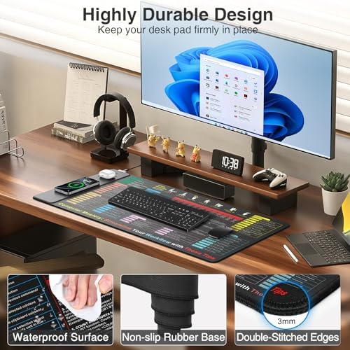 Excel Cheat Sheet Mouse Pad with Magnetic Wireless Charging, 31.5 x 15.8 in - Image 6