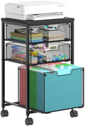 Sbanmao Rolling File Cart with 3 Drawers, Filing Cabinet, Hanging Folder Holder Organizer with Wheels, Under Desk Storage Utility Cart, File Cabinet Printer Stand for Home Office, Black by shengbaomaoyi