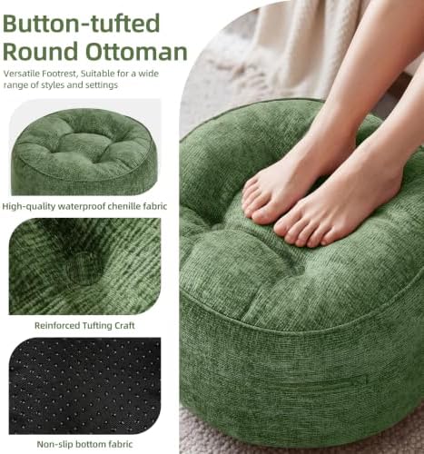 Hobestluk Round Oversized Ottoman Foot Leg Rest Under Desk for Couch - Image 3