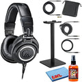Audio-Technica ATH-M50x Professional Studio Monitor Heaphones Professional Grade, Critically Acclaimed with Headphone Stand & Goby Labs Headphone Cleaner w/Cloth by Unknown