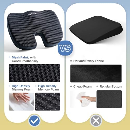 Mureon Office Chair Cushion, Ergonomic Memory Foam Seat Cushion, Mesh Black - Image 5