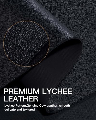 YSAGi Genuine Leather Desk Mat, 35.4"X17" Leather Desk Mat, Office Desk Pad, Thick Desk Pad with Stitched Line, Non-Slip Laptop Writing Pad with Rubber Base(Black, 35.4"X17") - Image 4
