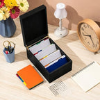 Henoyso 4 x 6 Inches Index Card Holder Set, Bamboo Organizer Box, Black - Image 4