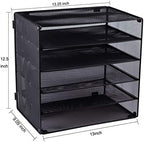 EASEPRES 5 Slot Mesh Desk Organizer Tray, File Paper Letter Folder Holder Desktop Paper Sorter Mail Organization Rack Storage Accessories, for Office Home School Classroom, Black, 2 Pack - Image 3