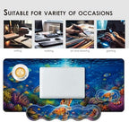 Large Keyboard Mouse Pad Set, Extended Mouse Pad+Keyboard Wrist Rest Support, Memory Foam Ergonomic Easy Typing, 4Pcs (31.5×11.8 in) Desk Pad Set for Office Home,Sea Turtle Swimming Underwater - Image 7