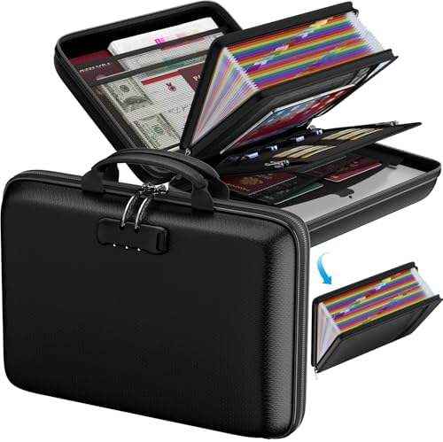 ENGPOW Fireproof Document Box with Lock & 25-Pocket Accordion File Folder by ENGPOW