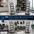 Foldable Magazine Display Rack Floor Standing 5 Pockets Brochure Stand Catalog Literature Holder with Wheels, Metal Newspaper Catalog Holders for Office Store Exhibition and Events - Image 7