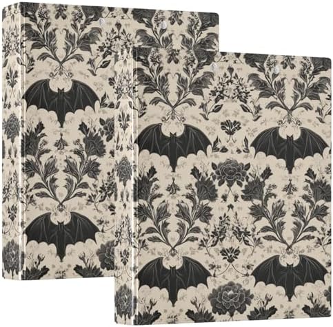Gothic Bat Round Ring Binders Floral (6) 1.5 Inch 3 Ring Binder with Clipboard Holds 200 Sheets Office Home School by SHJI