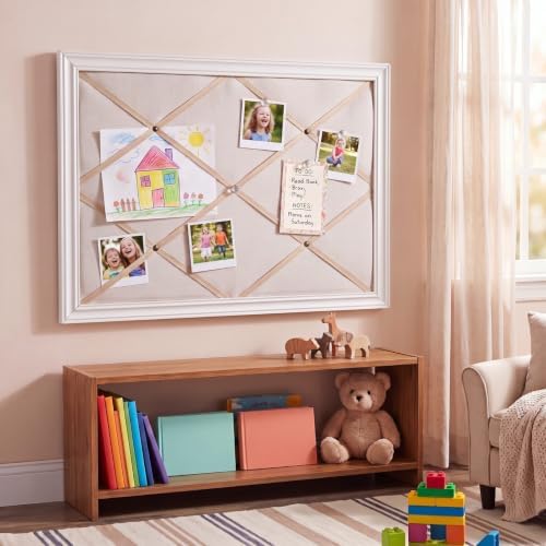 Pinkunn 18" x 24" Linen Fabric Bulletin Board with Ribbon Wall Decor, White - Image 6