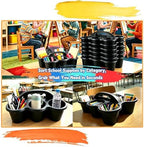 6 Pack Classroom Caddy Organizer with Handle Black Plastic Table Caddy 6 Compartments Storage Cup Holder for School Supplies Art Crafts Crayons Pencils Stackable Desk Caddy for Office Home - Image 6