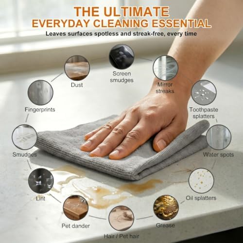 Microfiber Cleaning Cloth,300GSM 64 Pack 12.8" x 12.8" Gray - Image 5