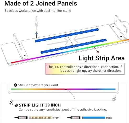 AFOOYO Monitor Stand Riser,31.5-Inch LED Light Wood Computer Monitor Stand with Adjustable Acrylic Legs,Desk Accessories Desktop Organizer Stand for, Computer,Laptop,Printer,PC TV Screen Riser,Black - Image 6