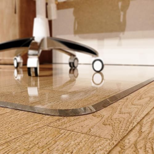 MESAILUP Beveled Edge Office Chair Mat for Carpet or Hardwood Floor 48" x 48" Clear Chair Mats for a Smooth Glide and Easy Roll On/Off, Heavy Duty and Non-Slip Pad Floor Ultimate Desk Chair Mat by MESAILUP