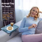 SINWANT Sofa Arm Tray with 360° Rotated Phone Holder,15.35x9.84-in,Blue - Image 2