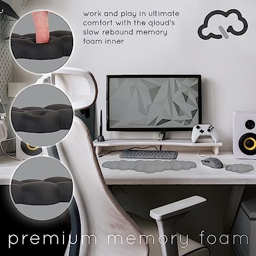 Cloud Keyboard Wrist Rest – Create-ables Qloud Cloud Wrist Rest for Computer Keyboard and Mouse, Ergonomic Memory Foam Wrist Pad with Non-Slip Base, Includes Cloud Mouse Pad – Gray - Image 5