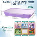 Tinlade 24 Pcs Classroom Paper Storage Bins with Lids, Macaron, 13x10in - Image 2