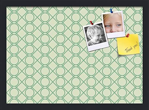 PinPix 21x15 inch Cork Bulletin Board. This Decorative Framed Pin Board Comes with Diamond Pattern in Green Design and Satin Black. Ideal for Home, Office Decor or School (PinPix-586) by PinPixBulletinBoards