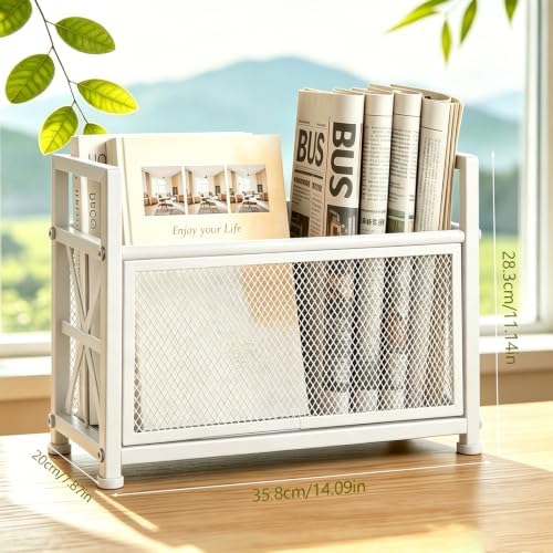 Extra Large Magazine Holder, Metal Magazine Rack Floor, Magazine Storage Basket, Mesh Magazine File Holder, Magazine Holders for Shelves, Magazine Stand for Desk, Folder Organizer Bin for Magazines - Image 2