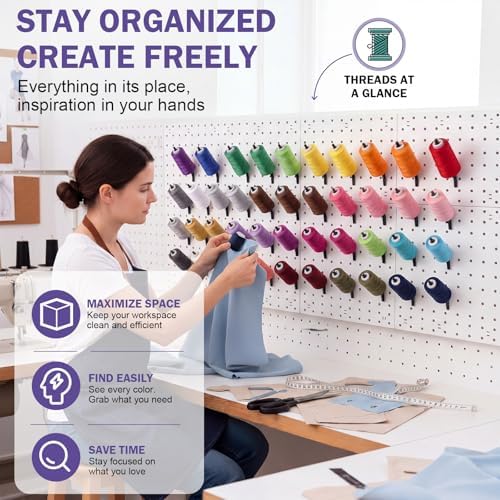 Xuhal 24 Pack Pegboard Spool Hooks for 1/4" Pegboard Organizer for Raft Embroidery Sewing 45 Degree Angled Spool Holder Quilting Craft Organizer Accessories for Thread Tape Paper Rolls(Black) - Image 3