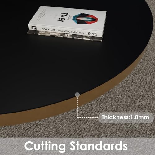 Table Cover Round - Can Be Used On Both Sides Waterproof and Easy to Clean Good Flatness Used for Dining Table(Black+Black Dia.32Inch) - Image 4