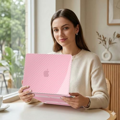 MEEgoodo 4-in-1 Printed Case for MacBook Neo 13 inch 2026 Release Model A3404, Laptop Hard Shell Cases with Keyboard Skin & Screen Protector & Webcam Covers, Cherry Blossom Pink&Polka Dots - Image 5