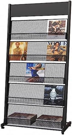 floor magazine rack brochure display stand for offices and public reception area，literature rack with 4 Universal wheels (70"×27×13.8") by Kroey