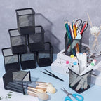 16 Pack Square Black Pen Holder, Metal Mesh Pencil Cups Bulk Pencil Holder Organizer Mesh Pen Holder for Desk Office Supplies School Classroom Desktop Accessories Makeup Brush - Image 5