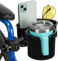 JOYTUTUS Wheelchair Cup Holder 2 Pack, 2-in-1 Walker Cup Holder with 6.4'' Storage Box, Drink Holder for Bottle with Handle, Fit for Wheelchair, Walker, Rollator, Stroller, Camper, Golf cart (Large) by JoyTutus