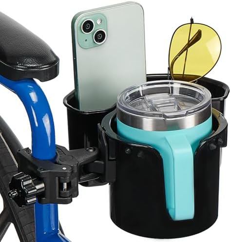 JOYTUTUS Wheelchair Cup Holder 2 Pack, 2-in-1 Walker Cup Holder with 6.4'' Storage Box, Drink Holder for Bottle with Handle, Fit for Wheelchair, Walker, Rollator, Stroller, Camper, Golf cart (Large) by JoyTutus
