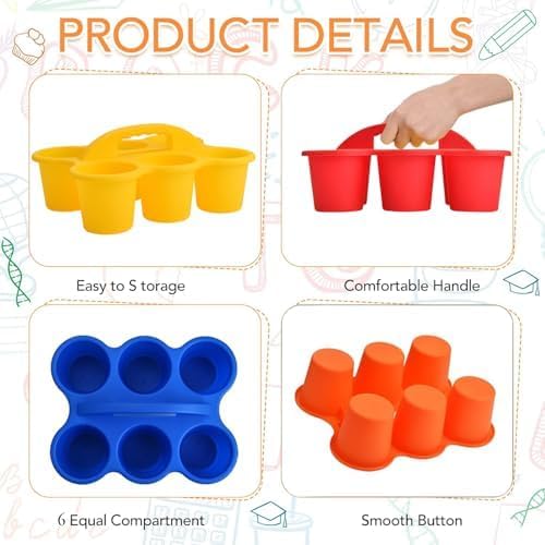4 Pack Classroom Caddy Organizer with Handles for Crayons, Markers, Pencils - Image 3