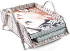 Rattan Inbox Tray for Desk, Made in Indonesia – 14x10.5x3.5 inch Handwoven Basket Organizer, Single Letter Tray with Sturdy Frame, Decorative Wicker Paper Holder (White Wash) by Goraffia