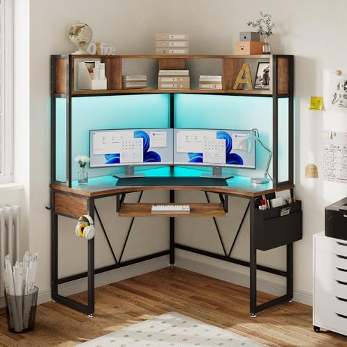 SEDETA 39" Spacious Corner Desk with Hutch, Storage for Small Space by SEDETA