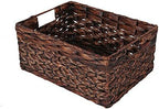 KINGWILLOW Rectangular Woven Storage Basket, Brown With Inside Handles by KINGWILLOW