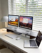 Aluminum Dual Monitor Stand Riser with Wooden Legs, 42.5" Wide - Image 6