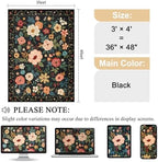 DUKINO 3x4 Area Rug, Floral Washable Rug for Kitchen Non Slip, Black - Image 2