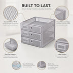 Exerz Paper Sorter 3 Drawer Wire Mesh A4 / Desk Multifunctional Desk Organiser/Multi-Layer Letter Tray - for Documents, Magazines, Notebooks and Letter (Silver) - Image 4