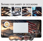 Large Keyboard Mouse Pad Set, Extended Mouse Pad+Keyboard Wrist Rest Support, Memory Foam Ergonomic Easy Typing, 4Pcs (31.5×11.8 in) Desk Pad Set for Office Home,Bald Eagle with American Flag - Image 7