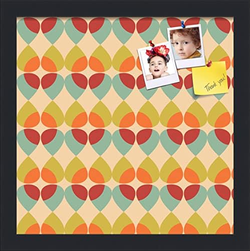 PinPix 13x13 inch Cork Bulletin Board. This Decorative Framed Pin Board Comes with Abstract Pattern in Color Design and Satin Black. Ideal for Home, Office Decor or School (PinPix-564) by PinPixBulletinBoards