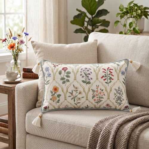 ISAENNE Designer Linen Throw Pillow Cover,Set of 2,20"x12"-Serenity B - Image 3