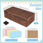 UNICRAFTALE 1 Set Rectangle Index Card Organizer Box Wooden Grid Storage with 200 Cards & 20 Dividers Note Card Holder for Study Office Business Home 12.28x5.71x3.74 Inch - Image 3