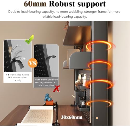 Clamp on Desk Shelf with Pegboard, Adjustable Desktop Hutch Organizer, No-Drill Over the Desk Storage Rack, Heavy Duty Metal Frame Vertical Stand with DIY Accessories for Home Office & Gaming Setup - Image 7
