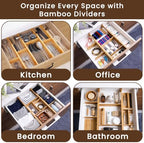 6 Pack Bamboo Drawer Dividers with 12 Inserts, Adjustable 17–22 Inch Expandable Drawer Organizer for Kitchen, Dresser & Closet, Bamboo Kitchen Drawer Organizer, Drawer Divider Set - Image 5