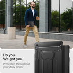 Spigen for Galaxy Tab S10 Lite Case (2025), Galaxy Tab S9 FE Case (2023), Rugged Armor Pro Protective Tri-Fold Cover with Built-in S Pen Holder, Shock-Absorbing Carbon Fiber Design, 10.9 inch, Black - Image 3