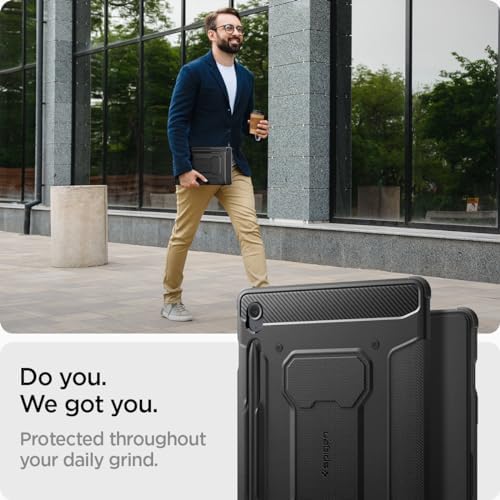 Spigen for Galaxy Tab S10 Lite Case (2025), Galaxy Tab S9 FE Case (2023), Rugged Armor Pro Protective Tri-Fold Cover with Built-in S Pen Holder, Shock-Absorbing Carbon Fiber Design, 10.9 inch, Black - Image 3