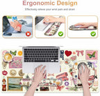 Beige Mouse Pad with Wrist Support 4 in1 Set, XXL Big Game Mousepad + Keyboard Wrist Rest + Mouse Wrist Rest Pad +Coaster Gaming Mat for Home Office Work Computer I Cute Design Stickers - Image 2