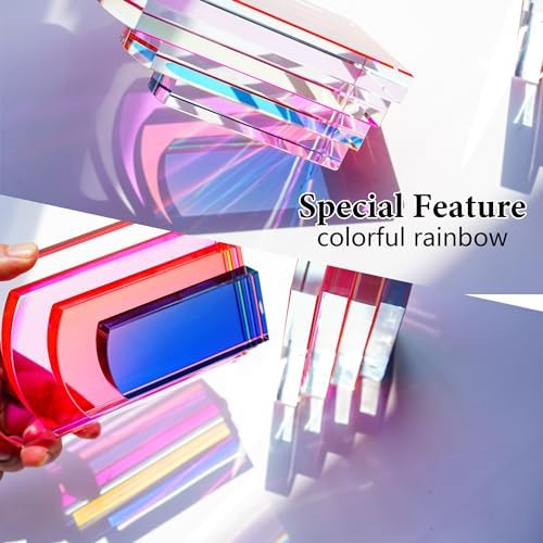 Crystal Geometric Triangle Bookends Heavy Non-Skid for Shelves Office Decor - Image 3