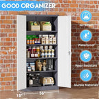 Greenvelly Metal Garage Storage Cabinet, Locking Steel Cabinet with 2 Doors and 4 Adjustable Shelves, Metal Tool Cabinets, Lockable File Cabinet for Home Office, Garage, School (Gray White) - Image 4